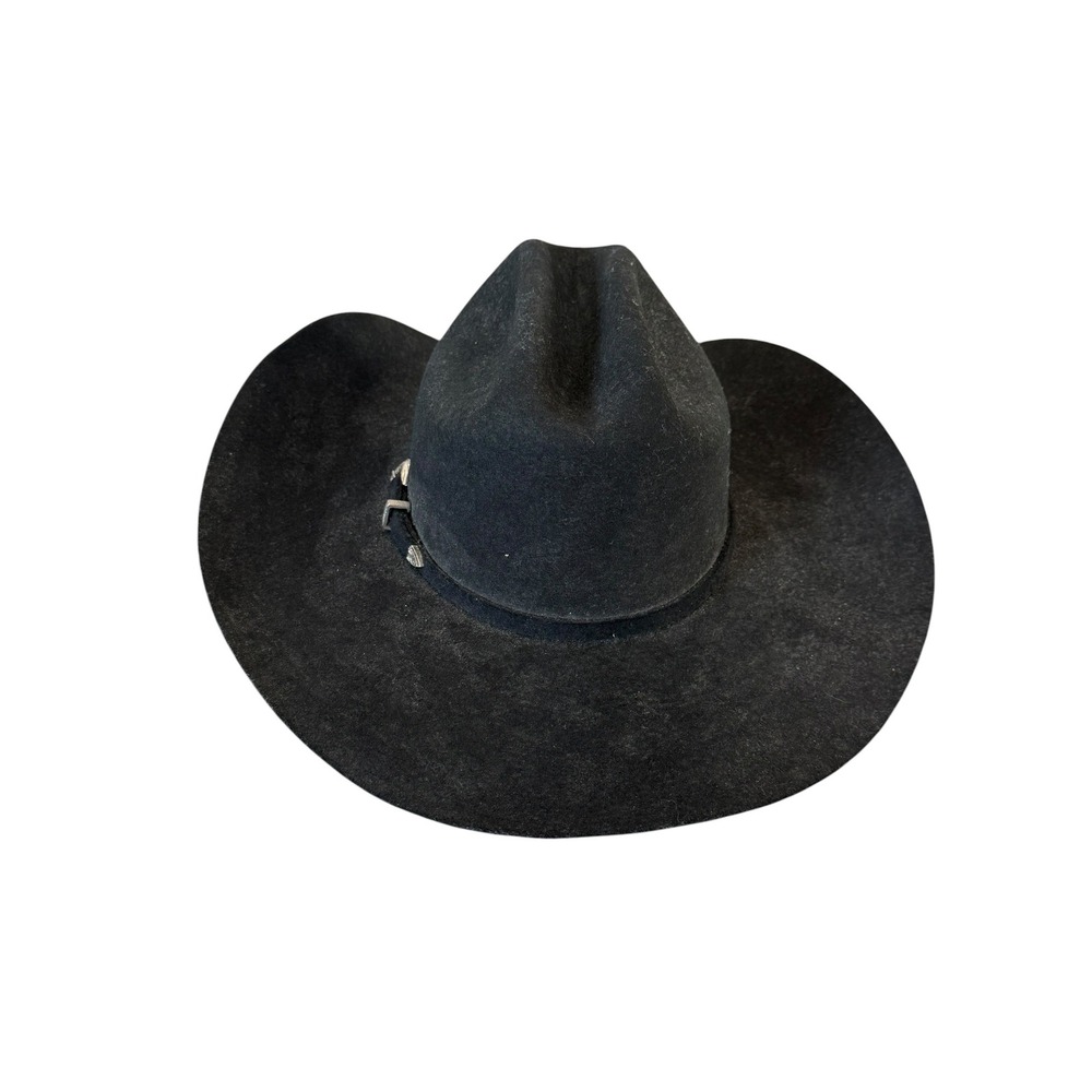 Justin XXX Western Wear Cowboy Hat Unisex 7 1/8th 57 Black Wool Cowgirl Buckle - Picture 6 of 15